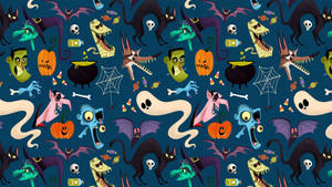 Cartoon Halloween Floating Heads Wallpaper