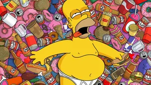 Cartoon Homer Simpson Eating Wallpaper