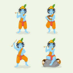 Cartoon Krishna Vector Art Wallpaper