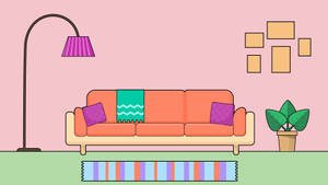 Cartoon Living Room Google Meet Background Wallpaper