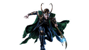 Cartoon Loki With Scepter Wallpaper