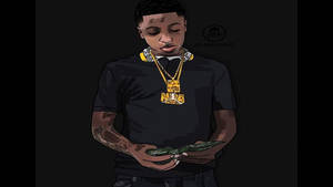 Cartoon Nba Youngboy Counting Cash Wallpaper