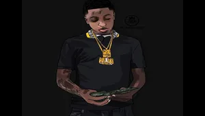 Cartoon Nba Youngboy Counting Cash Wallpaper