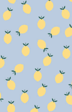 Cartoon Pastel Yellow Lemon Blue Background Wallpaper