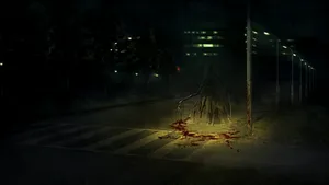 Cartoon Scary Cat With Blood Wallpaper