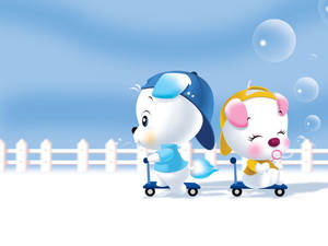 Cartoon Scooter Puppies Wallpaper
