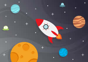 Cartoon Space Exploration Wallpaper