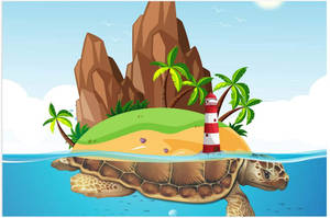 Cartoon Turtle Island Wallpaper