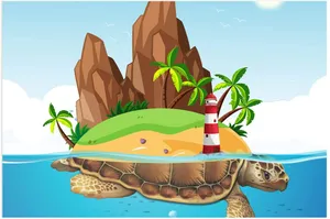 Cartoon Turtle Island Wallpaper
