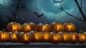 Carved Happy Halloween Pumpkins Wallpaper