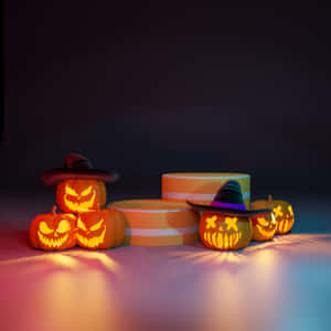 Carved Pumpkins On Stage Wallpaper