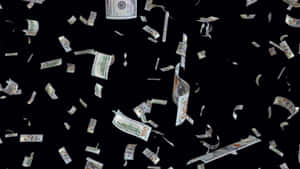 Cash Rain Black Background Wallpaper