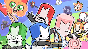 Castle Crashers Characters Pastel Colors Wallpaper