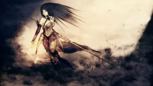 Castlevania Shanoa Grass Sketch Wallpaper