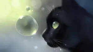 Cat Art Green Eyed Cat Wallpaper