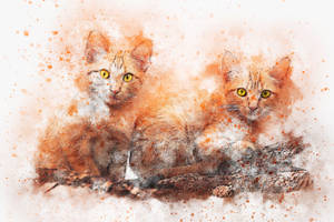Cat Art Realistic Orange Cats Wallpaper