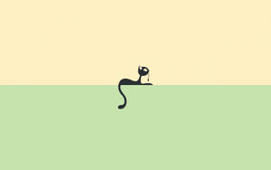 Cat Computer Minimalist Wallpaper