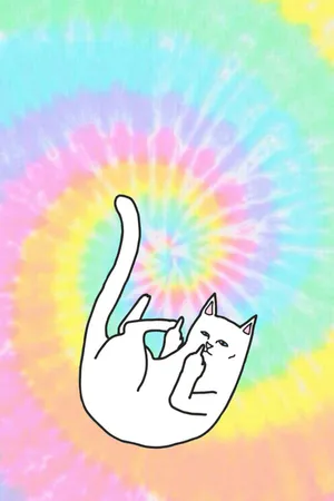 Cat In Pastel Tie Dye Wallpaper