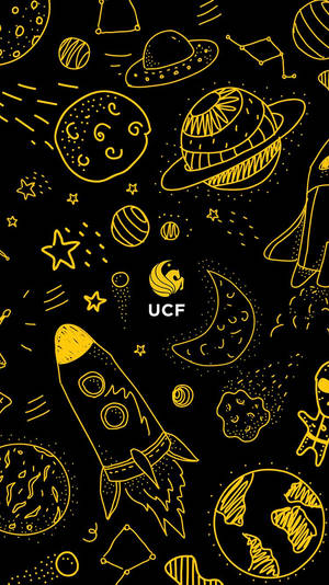 Catchy Universe Yellow Doodle Mobile Wallpaper