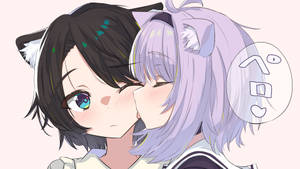 Catgirl Anime Girls Kissing Wallpaper