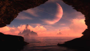 Cave With Pink Clouds Wallpaper