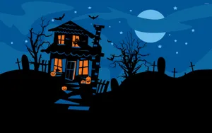 Celebrate A Spooky Halloween With A Haunted House Wallpaper