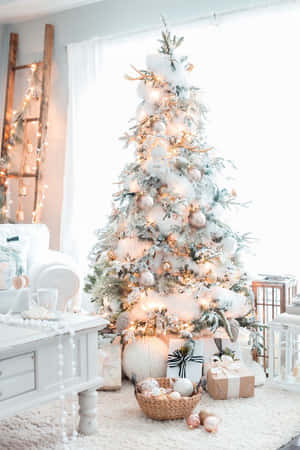 Celebrate Christmas With A Pink Christmas Tree Wallpaper