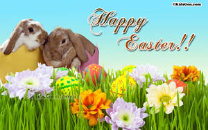 Celebrate Easter With A Colorful Rabbit And Egg Themed Festivity Wallpaper