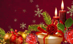 Celebrate The Holidays In Style With A Red Aesthetic Christmas Wallpaper