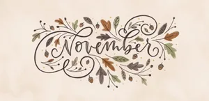 Celebrate The Season Of November With Autumn Calligraphy Art Wallpaper