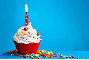 Celebrate With A Special Cupcake On Your Birthday! Wallpaper