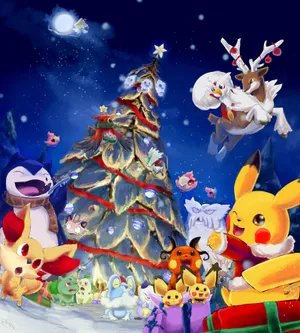 Celebrating Christmas With Pokemon Wallpaper