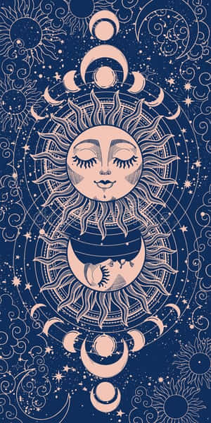 Celestial Harmony - Sun And Moon Aesthetic Wallpaper