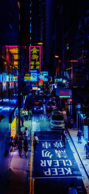 Central Hong Kong Neon City At Night Wallpaper