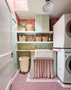Charming Laundry Room Interior Design Wallpaper