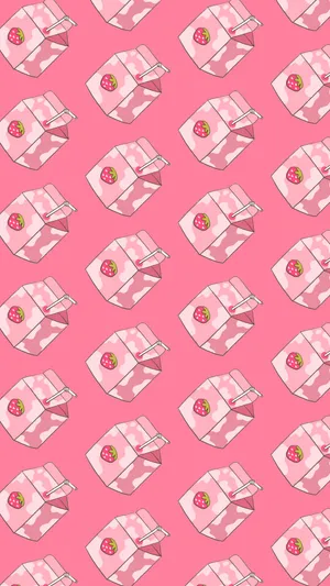 Charming Strawberry Cow Print On A Milk Carton Wallpaper