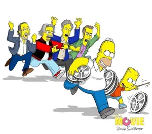 Chasing Homer And Bart The Simpsons Movie Wallpaper
