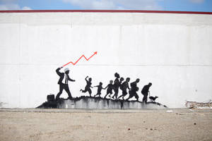 Chasing Silhouette Urban Art Wallpaper