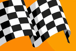 Checkered Flag On Orange Background Wallpaper