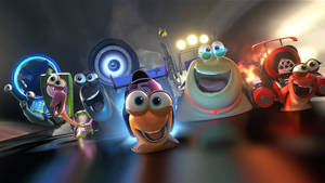 Cheerful Turbo Characters Smiling Broadly Wallpaper