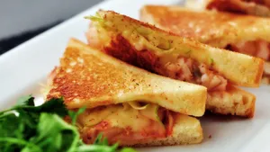 Cheesy Ham Toast Closeup Wallpaper