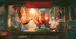 Chef Octopus Wallpaper