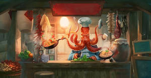 Chef Octopus Wallpaper