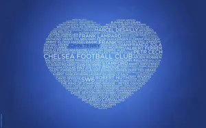 Chelsea Fc Heart With Player Names Wallpaper