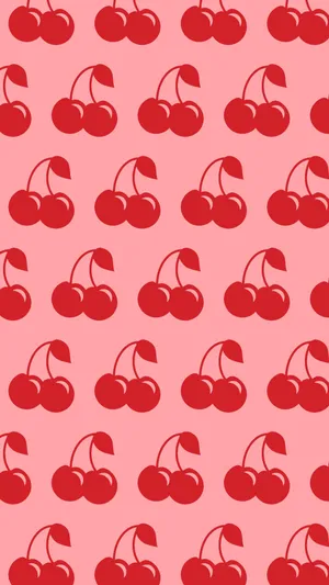 Cherry Pattern On Pink Background Wallpaper