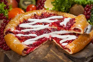 Cherry Pie With White Cream Wallpaper