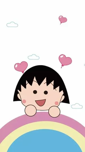 Chibi Maruko Chan With Rainbow Wallpaper