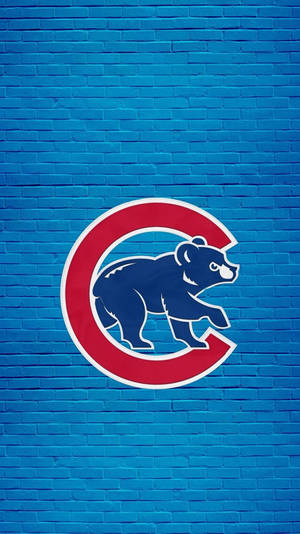 Chicago Cubs On Blue Wall Wallpaper