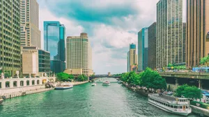 Chicago Riverwalk Wide View Wallpaper