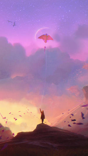 Child Flying Kite 2160x3840 Wallpaper